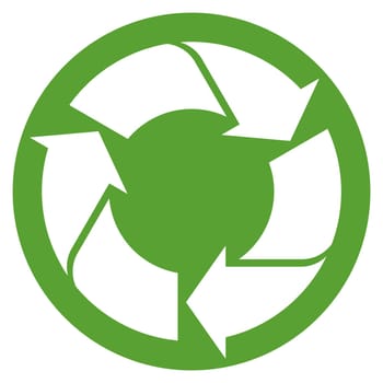 Recycling sign white on green