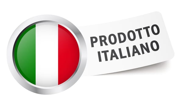 Button with flag " PRODOTTO ITALIANO """