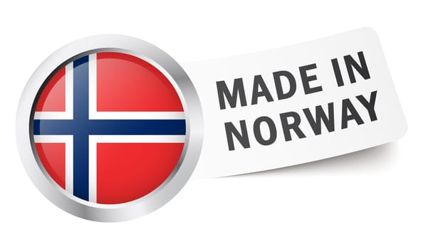 Button with flag " MADE IN NORWAY """
