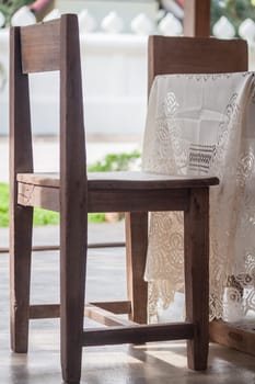 Wood chair with table set