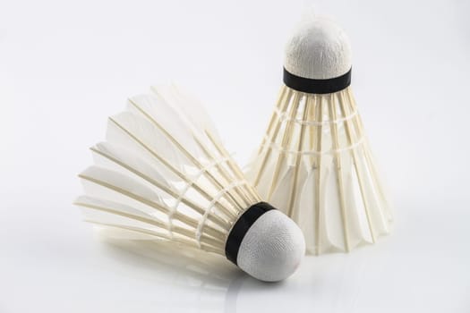 White shuttlecock isolated on white background