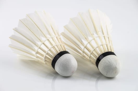 White shuttlecock isolated on white background
