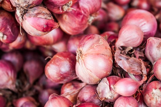 Fresh shallot on display at local market