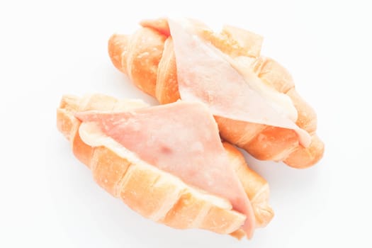 Ham cheese croissants isolated on white background