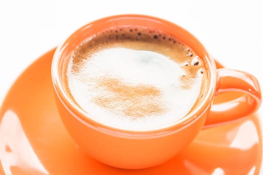 Cup of double shots espresso isolated on white background