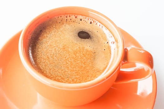 Hot double shots espresso in cup isolated on white background