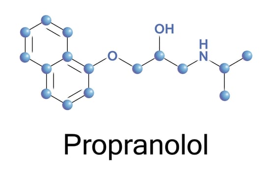 chemical formula of propranolol, a vector illustration
