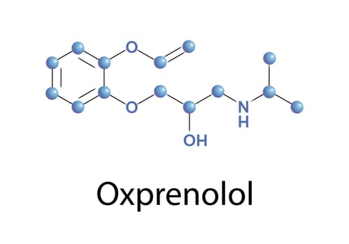 chemical formula of oxprenolol, a vector illustration