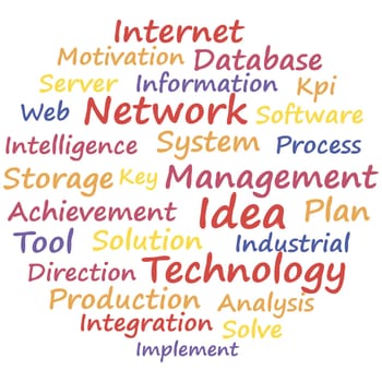 Network system management. Word cloud concept. Vector illustration.