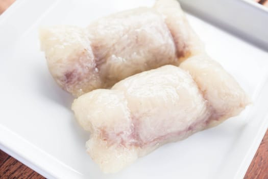 Homemade dessert,  bunch of mush with banana filling, stock photo