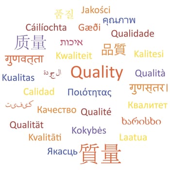 Quality in many languages, a vector illustration