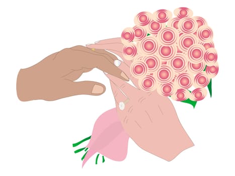 Vector illustrarion of exchanging wedding rings ceremony