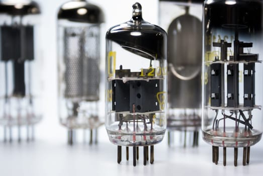 A group of vintage vacuum tubes dating back to the fifties.