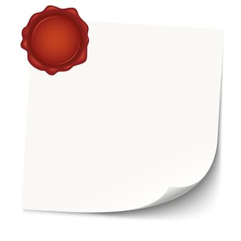 vector of empty paper with red wax seal