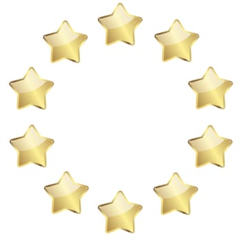vector of ten golden stars in a circle