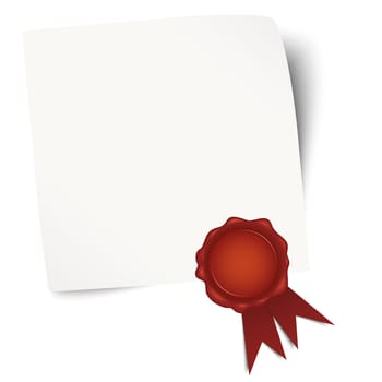 vector of empty paper with red wax seal