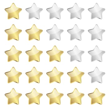 vector of golden review stars for rating