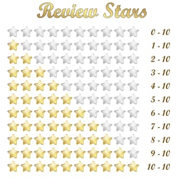 vector of golden review stars for rating