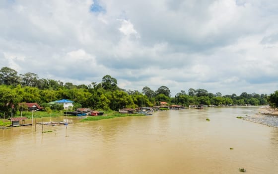 Floating fishing village along of the Sakae Krang River in Uthai Thani, Thailand