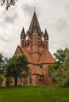 The St.Pauls Church in Halle, a protestant church with a brick gothic architecture.