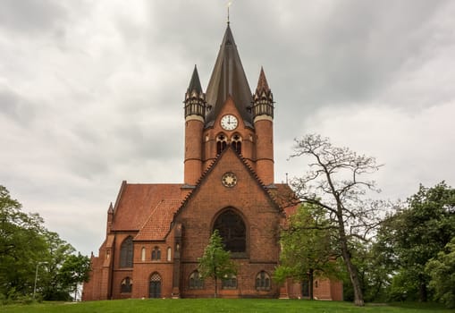 The St.Pauls Church in Halle, a protestant church with a brick gothic architecture.