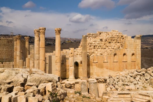 Ruins of the antique roman town Gerasa or Jerash in todays Jordan.