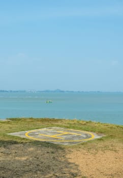 Helicopter pad on the sea shore