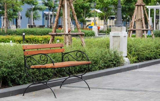 Wooden bench in the garden
