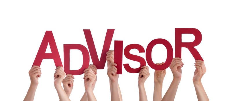 Many Hands Holding the Word Advisor, Isolated