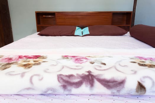 Tranquil bedroom with a double  hard wood bed