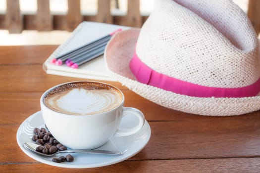 Time to relax with cup of coffee and think note
