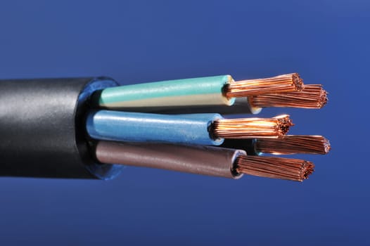 Macro detail of a stripped power cable