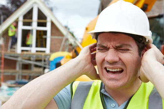 Construction Suffering From Noise Pollution On Building Site