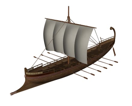 Small greek sailing craft isolated in white background