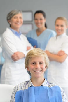 Teenage patient professional dentist team checkup at dental surgery