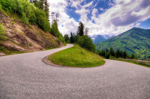 Serpentine mountain road in the Austrian Alps