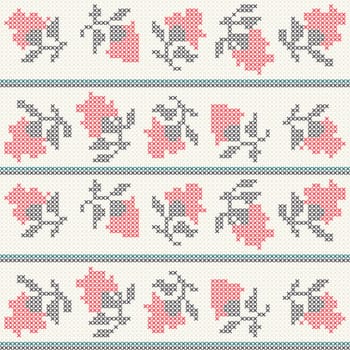 Knitted roses seamless pattern design
