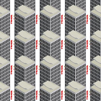 Seamless pattern with a isometric hotels over white background