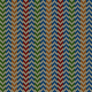 Seamless pattern design with knitted motif in colors