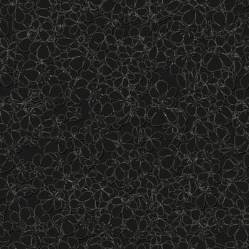 Seamless black and white pattern with flowers