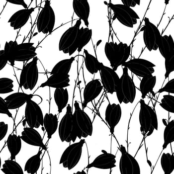 Flower silhouettes seamless pattern, chic background