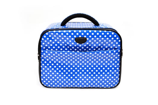 handle blue travel bag isolated on white background