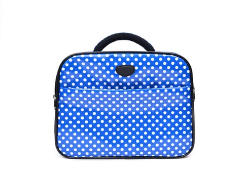 handle blue travel bag isolated on white background
