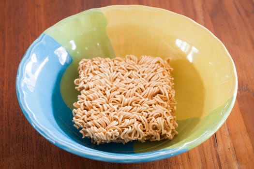 Asian ramen instant noodles in the bowl