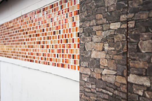 Pattern of mosaic and granite on a decorate wall
