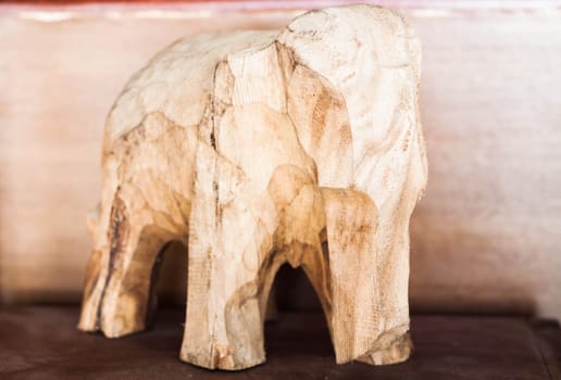 Wooden hand made carved elephant