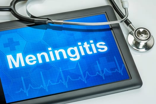Tablet with the diagnosis of meningitis on display