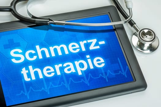 Tablet with the text pain therapy on display
