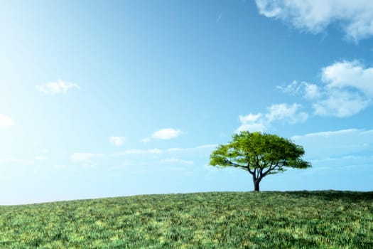 An image of an idyllic green tree under the bright blue sky with space for your content