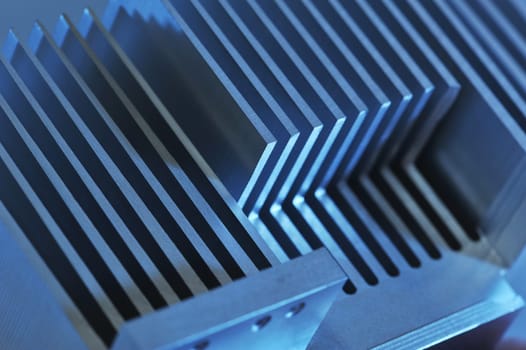 Abstract detailed view of a CNC-milled aluminum heat sink